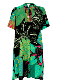 Dress grandad collar SPLITLEAVE - green - #3