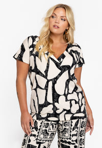 T-Shirt mit V-Ausschnit LINIT-shirt V-neck LINI - ecru - #1