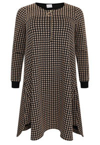 Dress with zipper PIED DE POULE - black - #4