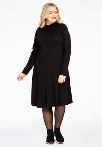 Dress with turtle neck COTTON - black - #2