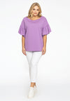 Shirt wide frill sleeve COTTON - light purple - #2