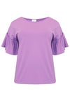 Shirt wide frill sleeve COTTON - light purple - #4