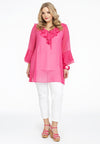 Tunic frilled v-neck VOILE - pink - #2