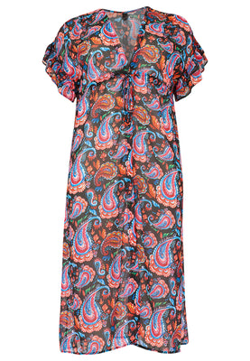 Cardi-dress frilled sleeve PAISLEY - black  - #2