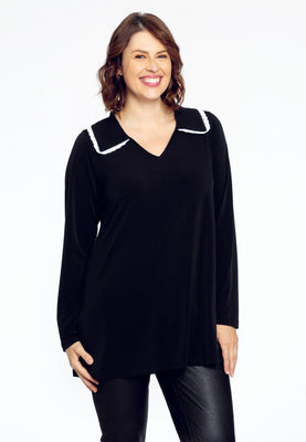 Tunic flare crochet collar DOLCE - black  - #1