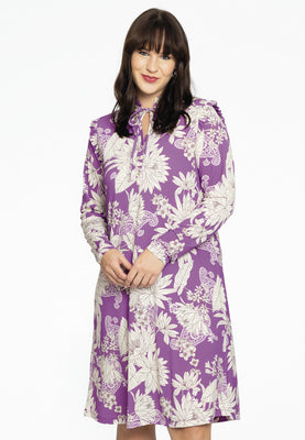 Dress grandad collar PAULINA - purple  - #1