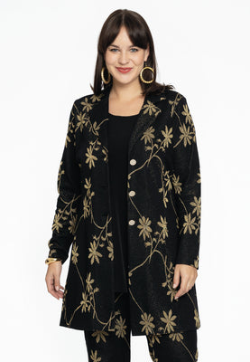 Blazer long LUREX FLOWER - black  - #1