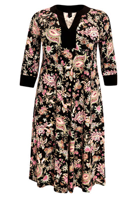 Taped A-line dress PAISLEY - black  - #4