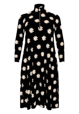 Long dress flower zipper DAISY - black  - #4