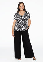 Shirt V-neck LEAVES - black  - #2