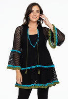 Blouse pompon LACE - black  - #1