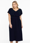 Kleid rüschen v-ausschnitt dolce - blau