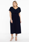 Kleid rüschen v-ausschnitt dolce - blau