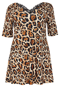 Tunic lace V-neck LEOPARD - light brown - #4