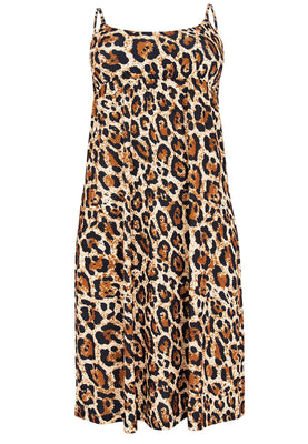 Spaghetti dress LEOPARD - light brown - #4