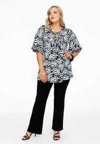 Tunic flare frilled sleeves SEA LEAVES - black - #2