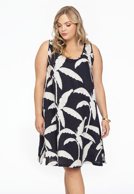 Dress A-line PALM TREE - blue - #1