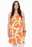 Dress A-line PALM TREE - orange - #1