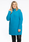 Pullover met col Teddy - turquoise