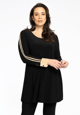 Tunic Wide Bottom Contrast Lines DOLCE - black  - #1