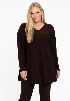 Tunic V-neck pleat DOLCE - brown - #1