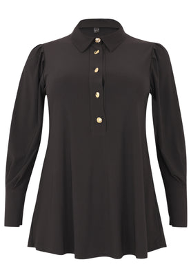 Blouse flare puff sleeve DOLCE - black  - #1