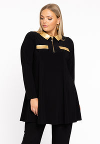 Tunic wide bottom zipper DOLCE - black - #1