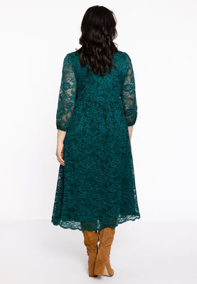 Dress puffed sleeve lace - dark green - #3