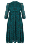 Dress puffed sleeve lace - dark green - #4