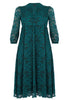 Dress puffed sleeve lace - dark green - #4