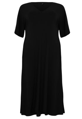 Dress V-neck PLISSE - black  - #4