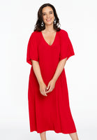 Dress V-neck PLISSE - red - #1