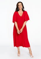 Dress V-neck PLISSE - red - #2