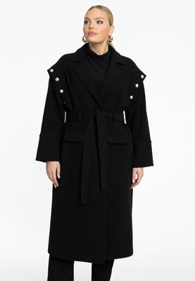 Coat with pearls - black  - #1