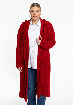 Cardigan teddy fringing - red  - #1