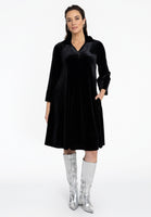 Dress V-neck VELOURS - black - #2