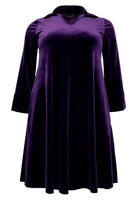 Dress V-neck VELOURS - purple - #4