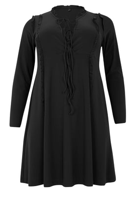 Dress V-neck ruffled DOLCE - black  - #4