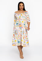 Dress smock waist TROPICANA - ecru - #4