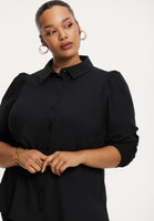 Blouse puff sleeve COTTON STRETCH - black - #5