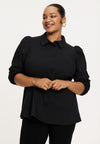 Bluse mit puffärmeln cotton stretch - Schwarz