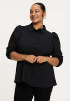 Blouse puff sleeve COTTON STRETCH - black - #1