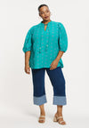 Tunika mit broderie anglaise cotton - türkis
