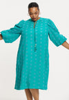 Kleid mit broderie anglaise cotton - türkis