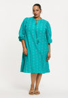 Kleid mit broderie anglaise cotton - türkis