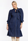 Dress with bow DENIM DOLCE - blue