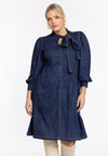Kleid mit schleife denim dolce - blau