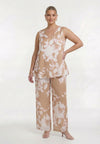 Trousers BLURRED ROSES - light brown - #2