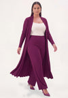 Strickjacke extra lang uni dolce plissé - Violett