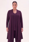 Strickjacke lang uni dolce - dark purple